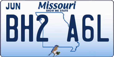 MO license plate BH2A6L