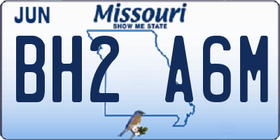 MO license plate BH2A6M