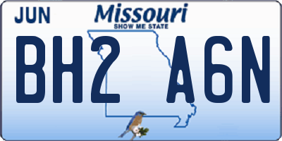 MO license plate BH2A6N