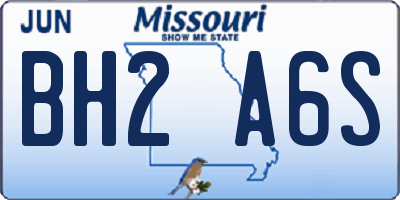 MO license plate BH2A6S