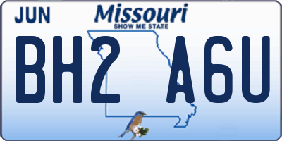 MO license plate BH2A6U