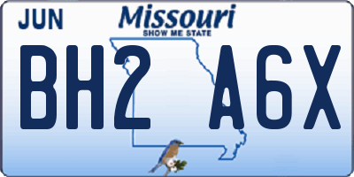 MO license plate BH2A6X