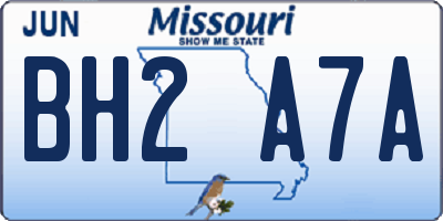 MO license plate BH2A7A