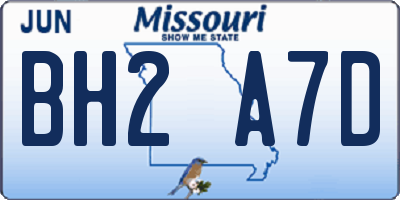 MO license plate BH2A7D