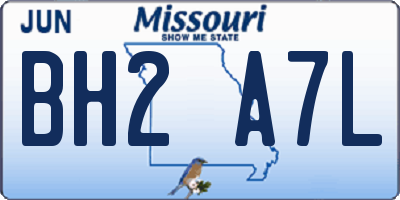 MO license plate BH2A7L