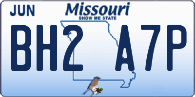 MO license plate BH2A7P
