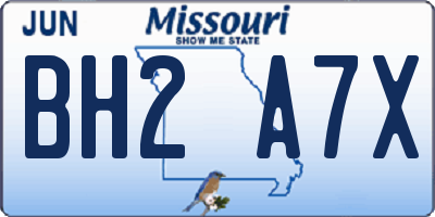 MO license plate BH2A7X