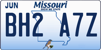 MO license plate BH2A7Z