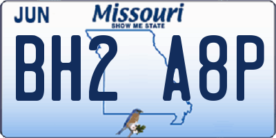 MO license plate BH2A8P