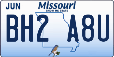 MO license plate BH2A8U