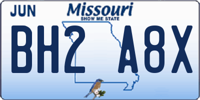 MO license plate BH2A8X