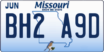MO license plate BH2A9D