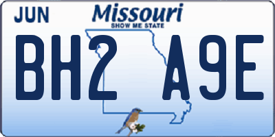 MO license plate BH2A9E