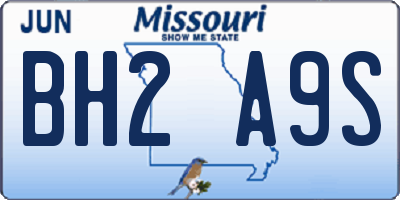 MO license plate BH2A9S