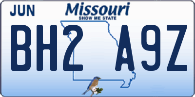 MO license plate BH2A9Z