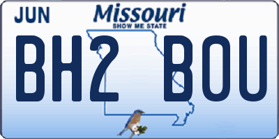 MO license plate BH2B0U