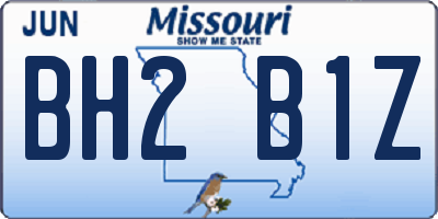 MO license plate BH2B1Z