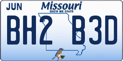 MO license plate BH2B3D