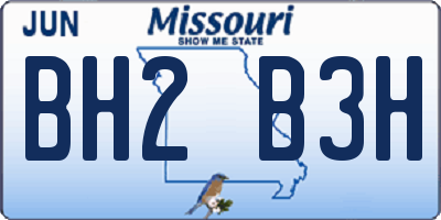 MO license plate BH2B3H