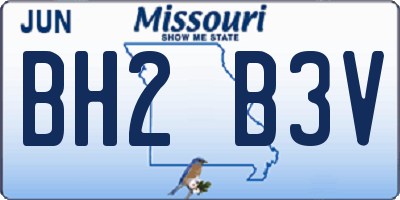 MO license plate BH2B3V