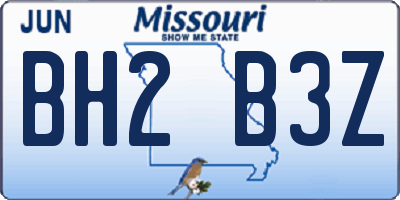 MO license plate BH2B3Z