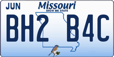 MO license plate BH2B4C