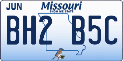 MO license plate BH2B5C