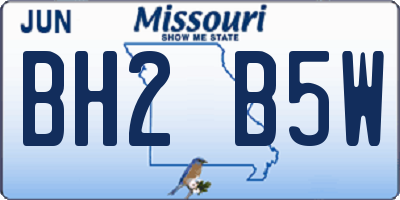 MO license plate BH2B5W
