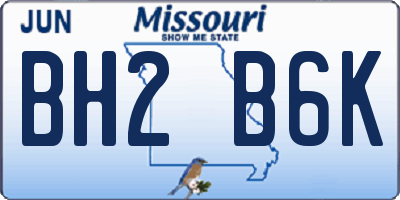 MO license plate BH2B6K