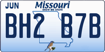 MO license plate BH2B7B