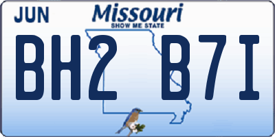 MO license plate BH2B7I