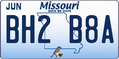 MO license plate BH2B8A