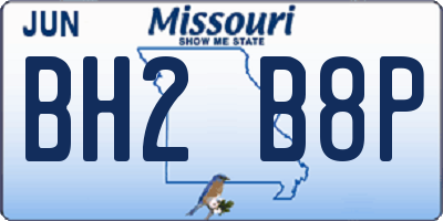 MO license plate BH2B8P