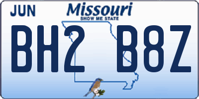 MO license plate BH2B8Z