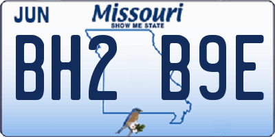 MO license plate BH2B9E