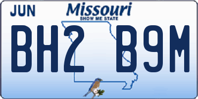 MO license plate BH2B9M