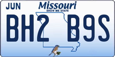 MO license plate BH2B9S