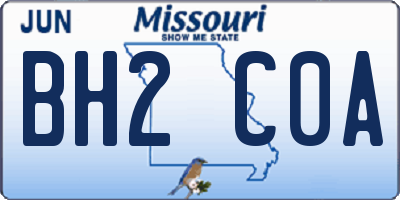 MO license plate BH2C0A