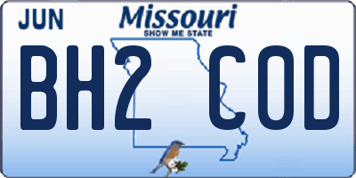 MO license plate BH2C0D