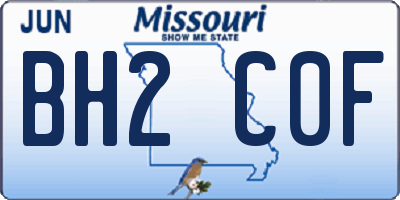 MO license plate BH2C0F