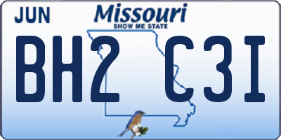 MO license plate BH2C3I