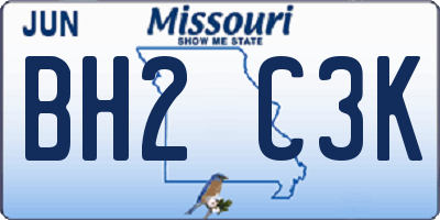 MO license plate BH2C3K