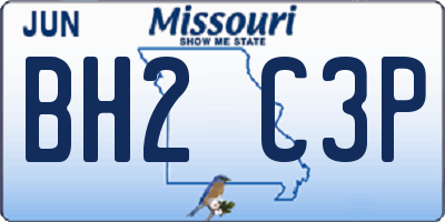 MO license plate BH2C3P