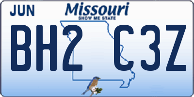 MO license plate BH2C3Z