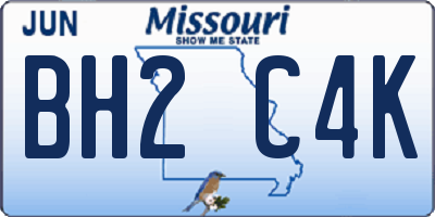 MO license plate BH2C4K