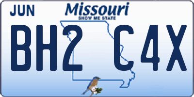 MO license plate BH2C4X