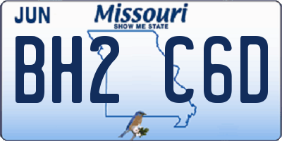 MO license plate BH2C6D