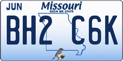 MO license plate BH2C6K