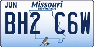 MO license plate BH2C6W
