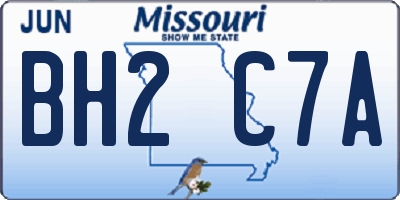 MO license plate BH2C7A
